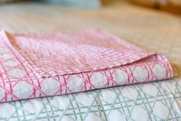 Rattan Trellis Kantha Throw