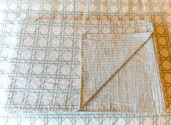 Rattan Trellis Kantha Throw