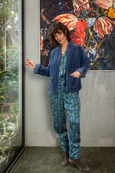 Velvet Quilt Jacket Indigo - SALE