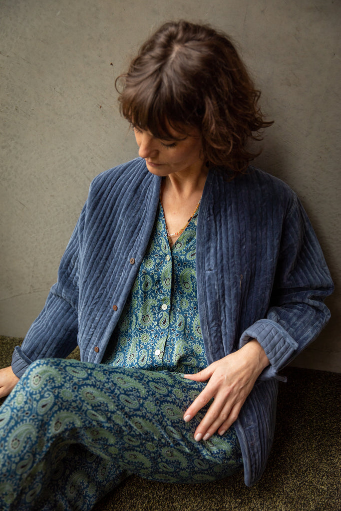 Velvet Quilt Jacket Indigo - SALE