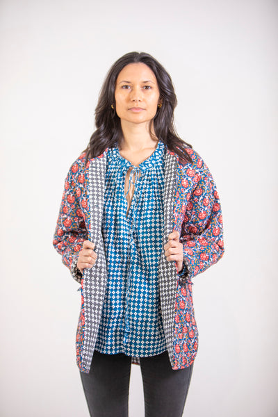Patched Floral Quilt Jacket