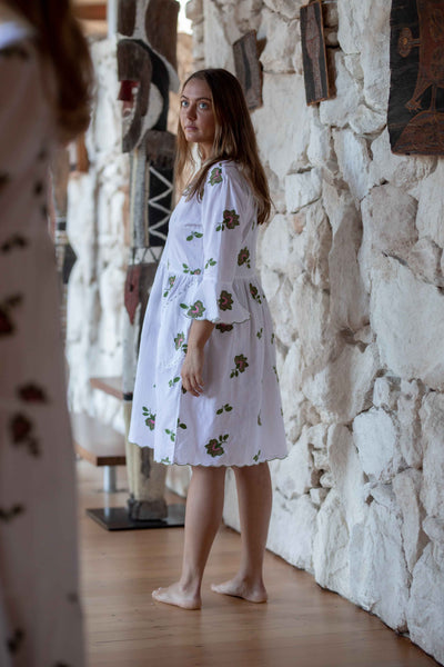 Hollywell Bay Linen Embroidered Dress - SALE