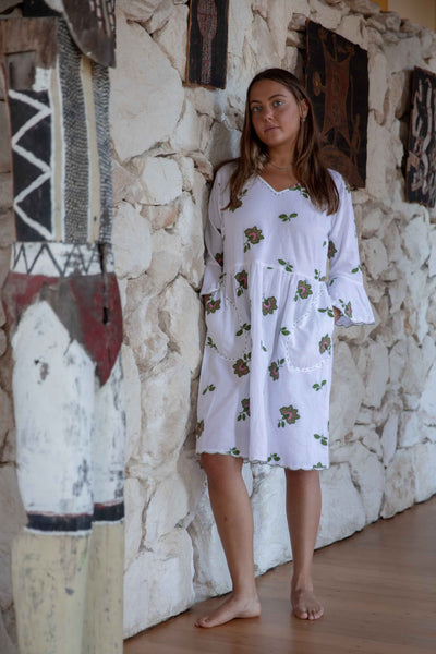 Hollywell Bay Linen Embroidered Dress - SALE