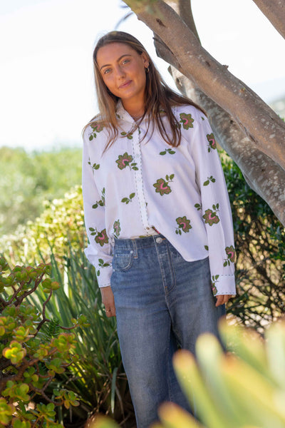 Hollywell Bay Linen Embroidered Shirt - SALE