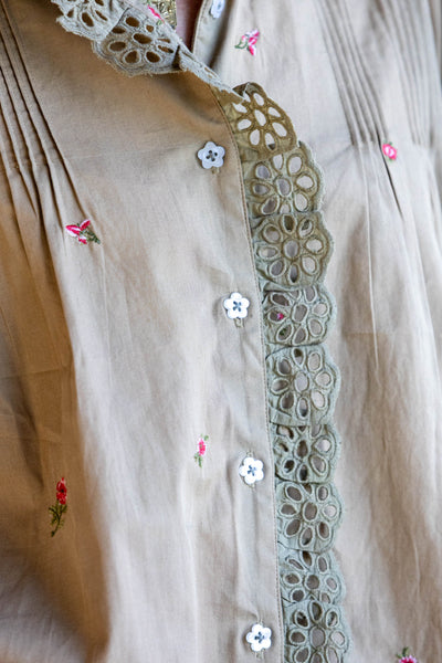 Ditsy Floral Emb Shirtdress