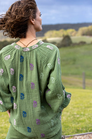 Flower Paisley Emb Top