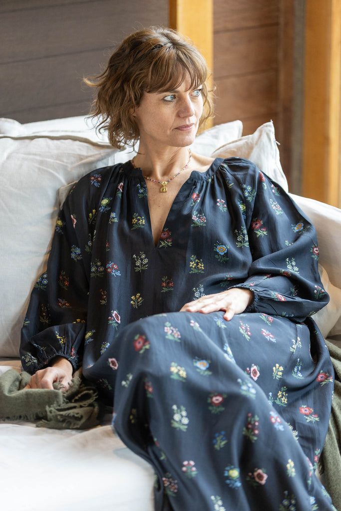 Ditsy Flower Silk Dress