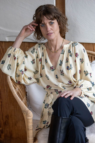 Ditsy Flower Silk Top - SAMPLE SALE