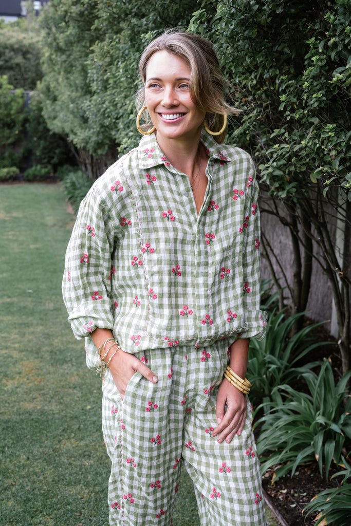 Flower Bud Gingham Pant