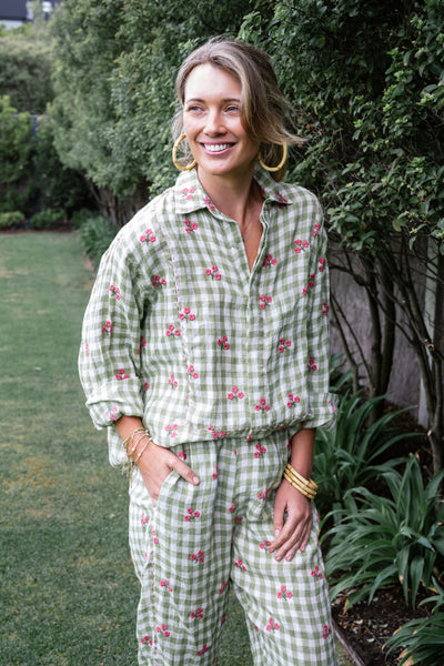 Flower Bud Gingham Shirt