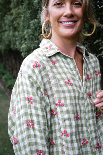 Flower Bud Gingham Shirt