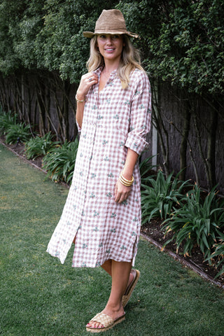 Flower Bud Gingham Dress