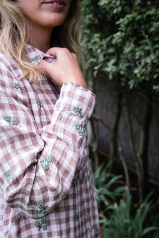 Flower Bud Gingham Dress