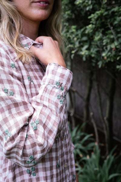 Flower Bud Gingham Dress