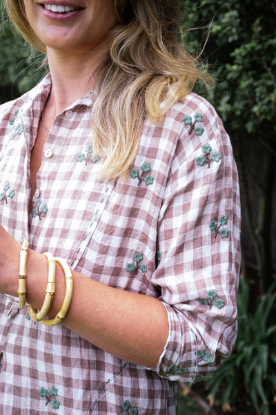 Flower Bud Gingham Shirt