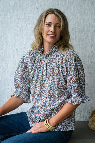 Vintage Floral Smocking Top