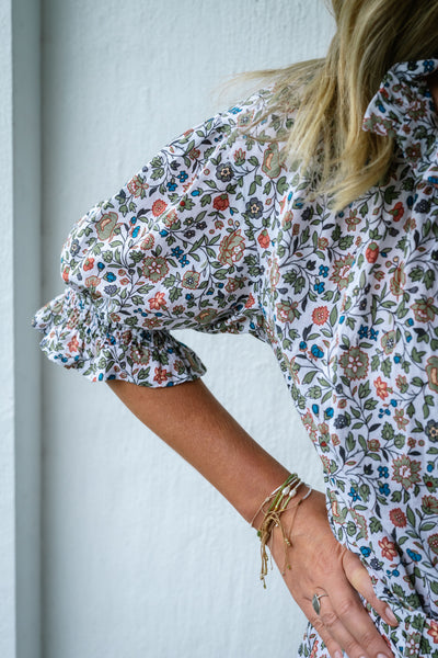 Vintage Floral Smocking Top