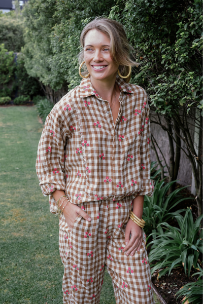 Flower Bud Gingham Pant